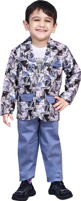 PROVOGUE Kids Blazer set with T-shirt and Pant Graphic Print Boys Suit