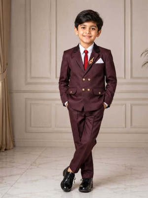 veerafashion 3 PICS SET Solid Boys Suit
