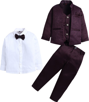 Fourfolds 3 Piece Jacquard Woven Boys Suit