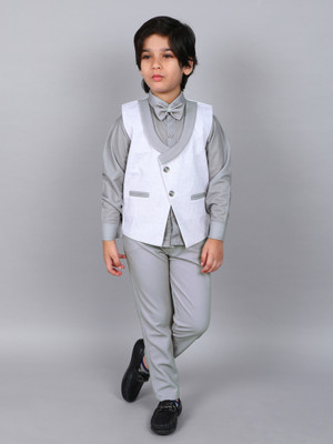 HouseOfCommon 3 Piece Geometric Solid Boys Suit