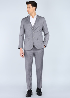 PARK AVENUE 3PC NOTCH REV W/C BASIC TRSR -SLM FIT Solid Men Suit