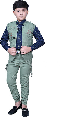 Qtsy single breasted Printed Baby Boys Suit