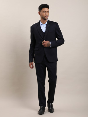 TURTLE Three Piece Suits Solid Men Suit