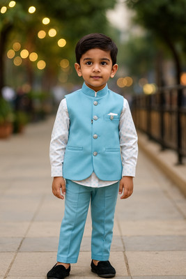 ARADHYA ESSENCE Party wear Solid Boys Suit
