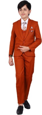 Fourfolds 5 PIECE COAT SUIT Solid Boys Suit