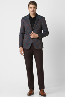 PETER ENGLAND Men Multi Print Slim Fit Formal Two Piece Suit Printed Men Suit
