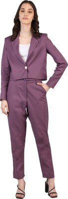 CHKOKKO Solid Single Breasted Casual Women Blazer(Purple)