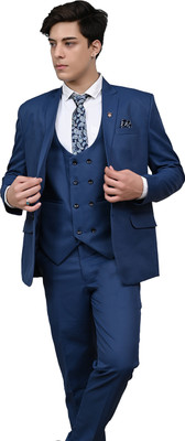 BLACKZED Single Breasted Solid Men Suit