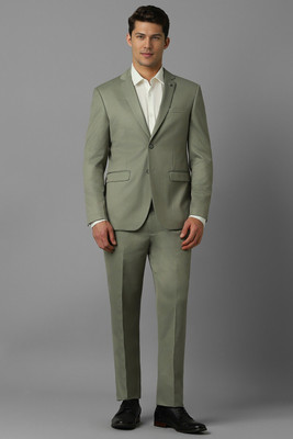LOUIS PHILIPPE Men Olive Slim Fit Textured Formal Two Piece Suit Textured Men Suit