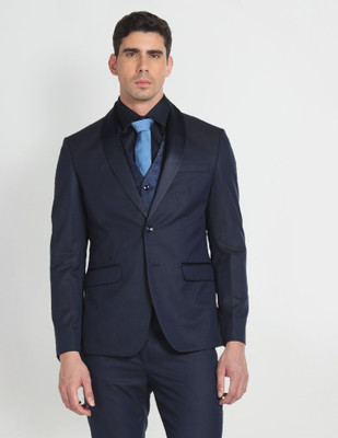 ARROW Double-breasted Self Design, Solid Men Suit