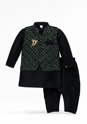 kidfashion Kurta, Waistcoat & Dhoti Set Embroidered Boys Suit