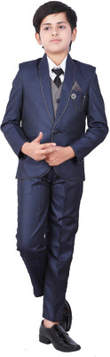 Fourfolds 5 PIECE COAT SUIT Self Design Boys Suit