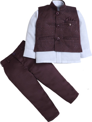 Fourfolds 3 Piece Jacquard Geometric Diamonds Boys Suit