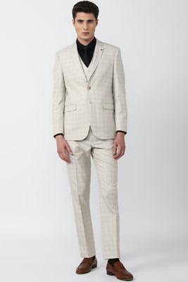 VAN HEUSEN Single Breasted - 2 button Checkered Men Suit