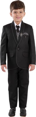 Fourfolds 5 Piece Coat Suit Self Design Boys Suit
