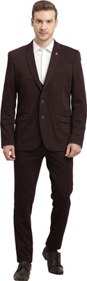 TURTLE 3-Piece Suit Self Design Men Suit