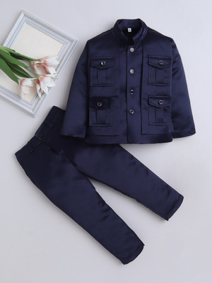 Fourfolds 2 Piece Indo Western Solid Boys Suit