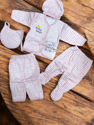 Muft Baby Boys & Baby Girls Dinosaur Casual Sweatshirt Sweatpant(PINK)