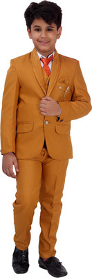 Fourfolds 5 Piece Coat Suit Set Solid Boys Suit