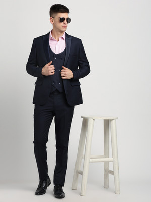 TURTLE 3-Piece Suits Self Design Men Suit