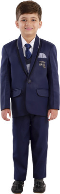 Fourfolds 5 Piece Coat Suit Solid Boys Suit