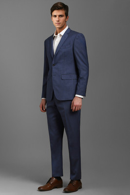 LOUIS PHILIPPE Men Navy Slim Fit Textured Formal Two Piece Suit Solid Men Suit