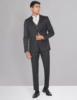 AD by Arvind Single breasted Self Design Men Suit