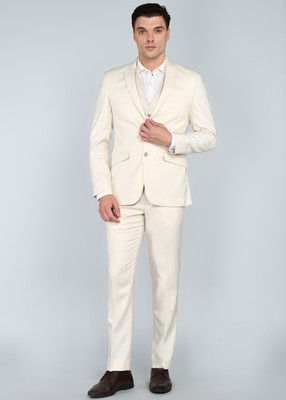 PARK AVENUE 2SB 3 PC NOTCH WITH PIPING W/C-S.SLIM Solid Men Suit