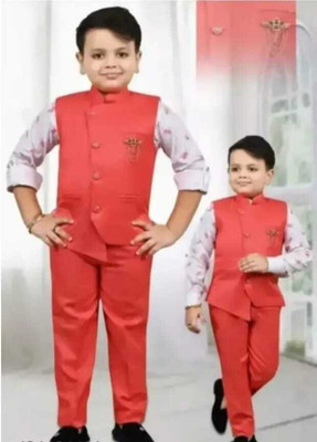 Paryushnam Blazer, Shirt & Pant Solid Boys Suit