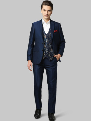 Raymond 3PC SB 2BTN PEAK LAPL DB WC-CONT FIT Self Design Men Suit