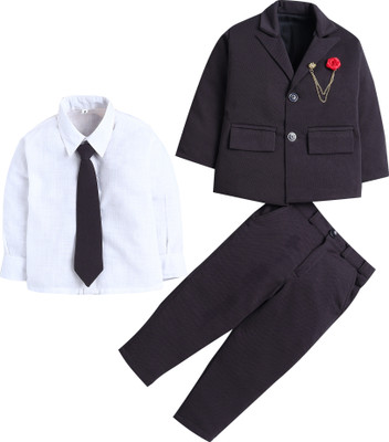 Fourfolds 3 Piece Single Breasted Solid Boys Suit