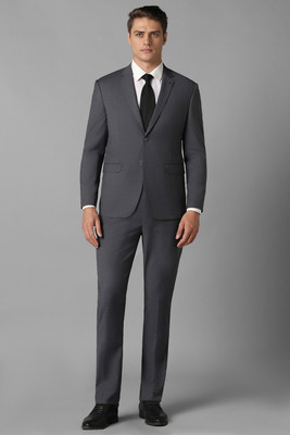 LOUIS PHILIPPE Men Grey Slim Fit Textured Formal Two Piece Suit Textured Men Suit