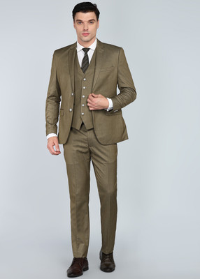 PARK AVENUE 3 PCS SB2 BTN NOTCH CLR SUIT - S.SLM FIT Self Design Men Suit