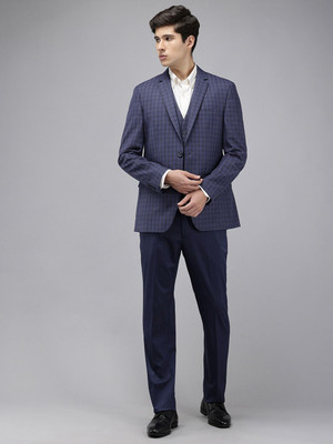 PARK AVENUE 3 PCS SB2 BTN NOTCH CLR SUIT - S.SLM FIT Checkered Men Suit