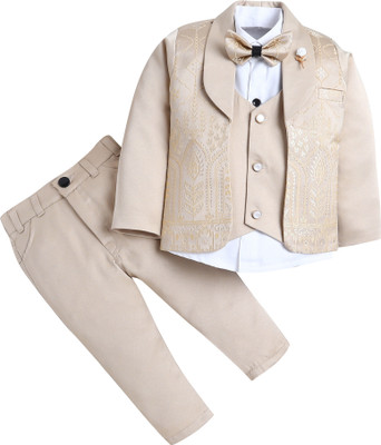 Fourfolds 3 Piece Jacquard Woven Boys Suit