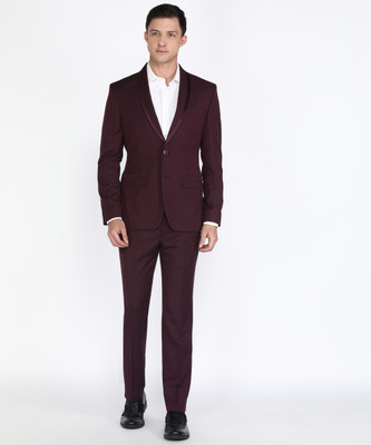 PARK AVENUE SB2 SHAWL WITH PIP S.SLIM FIT 2PC SUIT Solid Men Suit
