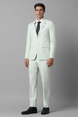 LOUIS PHILIPPE Men Green Slim Fit Textured Formal Two Piece Suit Textured Men Suit