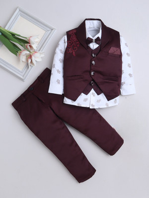 Fourfolds 3 Piece Floral Embroidered Boys Suit