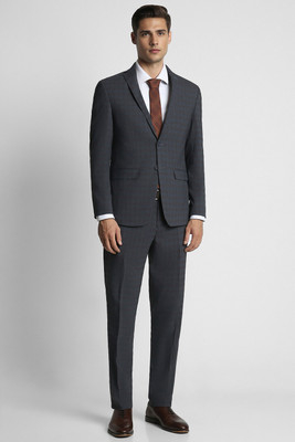PETER ENGLAND Men Black Textured Regular Fit Formal Two Piece Suit Textured Men Suit
