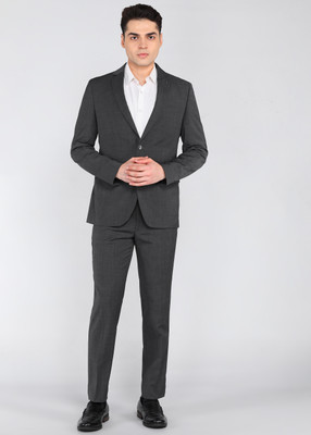 PARK AVENUE SB2 BTN NTCH SLM,H/L-LIGHT WT 2PC SUIT Solid Men Suit