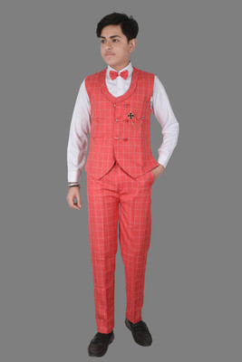Qtsy Three Piece suits For boys Checkered Boys Suit
