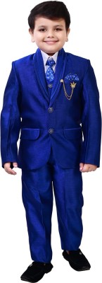 BT DEZINES 5 Piece Coat Suit Set: Shirt Pants Blazer Waistcoat & Tie for Kids & Boys Solid Baby Boys Suit