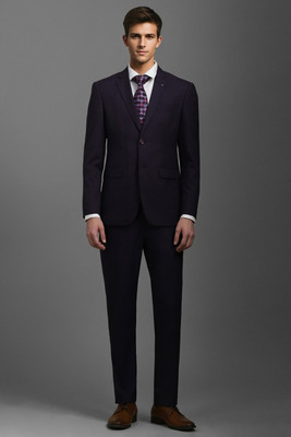 LOUIS PHILIPPE Men Purple Slim Fit Textured Formal Two Piece Suit Textured Men Suit