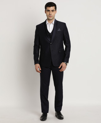TURTLE 3-Piece Suits Self Design Men Suit
