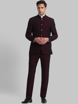 Raymond 5BTN BANDGALA WID PIPING - CONT FIT Self Design Men Suit