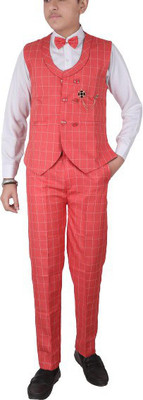 seetoo 3 piece Suit Checkered Boys Suit