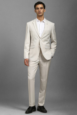 LOUIS PHILIPPE Men Grey Slim Fit Textured Formal Two Piece Suit Solid Men Suit
