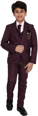 Fourfolds 5 Piece Coat Suit Checkered Boys Suit