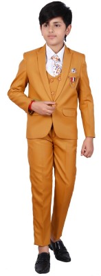 Fourfolds 5 PIECE COAT SUIT Solid Boys Suit