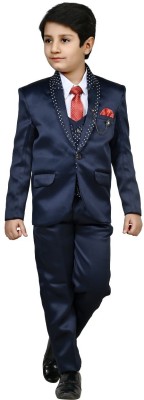 Zolario 3 piece suit Solid Boys Suit